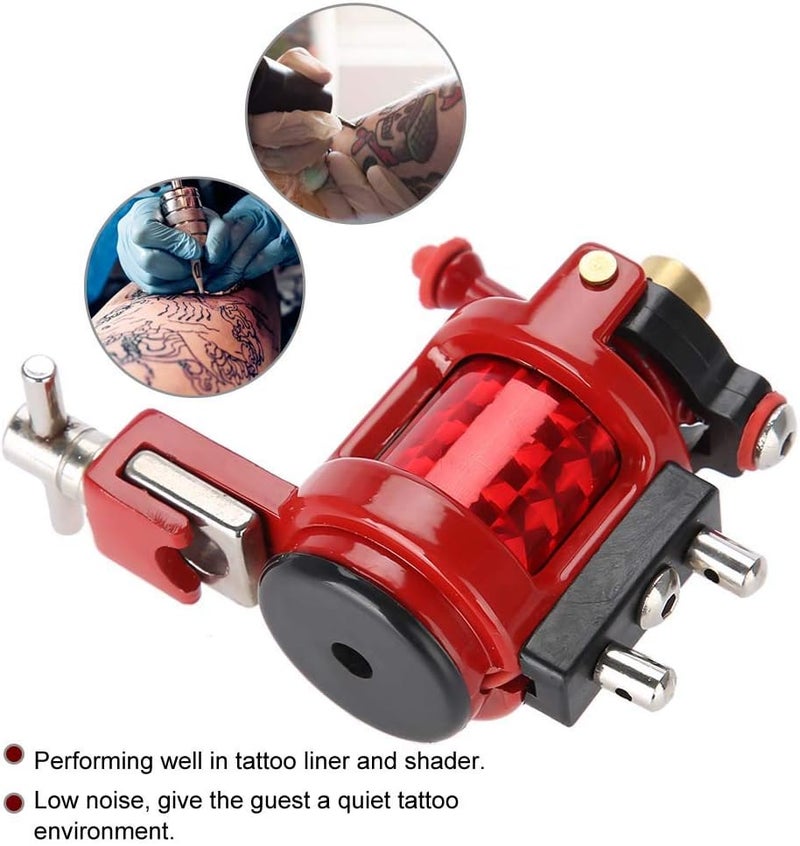 woobles Tattoo Machine Gun Alloy Rotary Shader Liner, Strong Motor Gun Liner Shader Coloring Permanent Makeup Tool for Shader Supply Equipment and Artists(Red) - Image 3